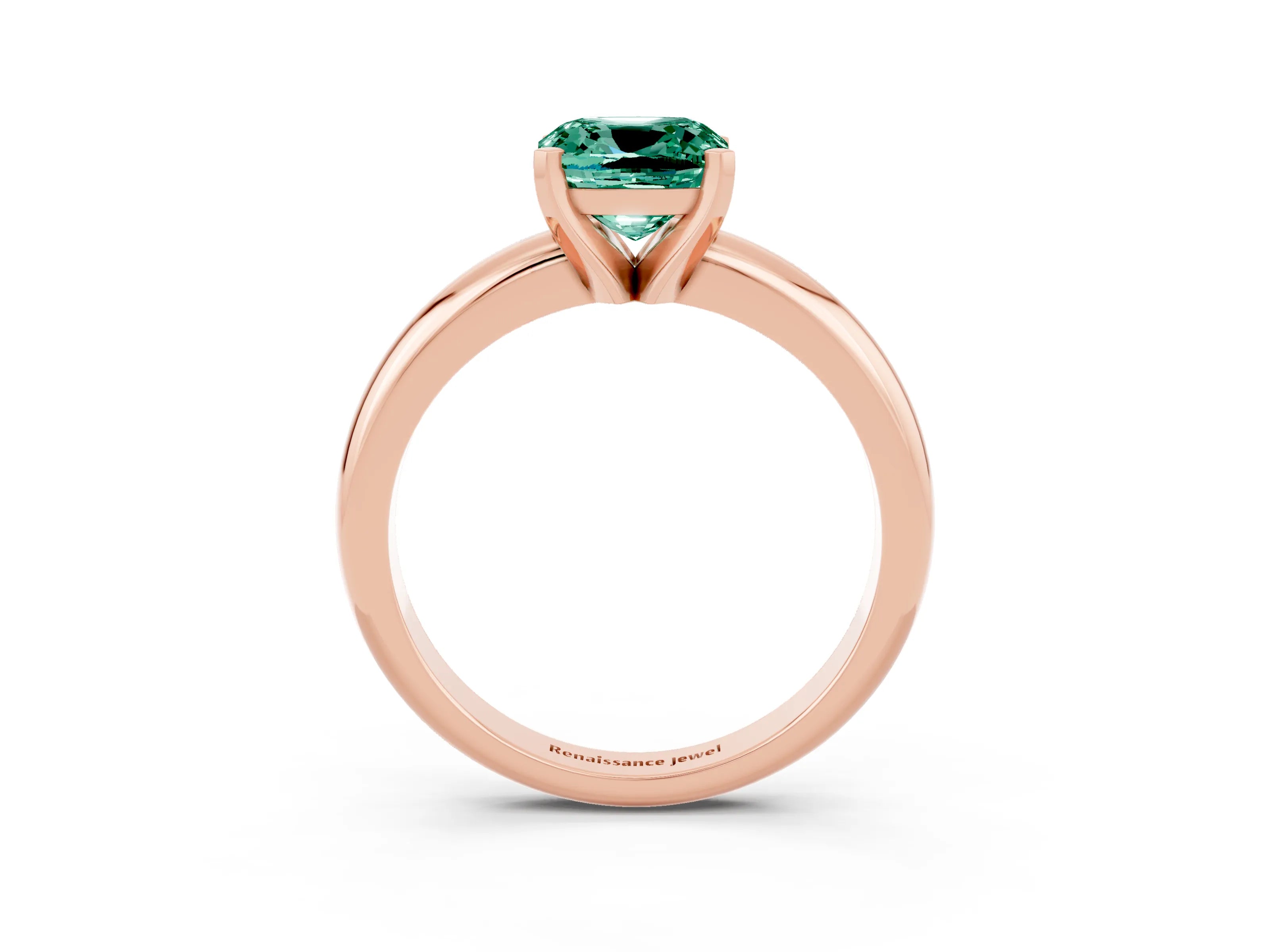 Rose gold Cushion Cut Green Sapphire Solitaire Engagement Ring with Round Band and Four-Prong Setting_3