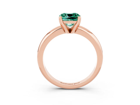 Rose gold Cushion Cut Green Sapphire Solitaire Engagement Ring with Round Band and Four-Prong Setting_3