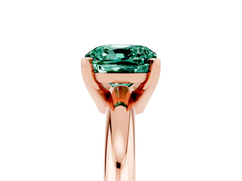 Rose gold Cushion Cut Green Sapphire Solitaire Engagement Ring with Round Band and Four-Prong Setting_5