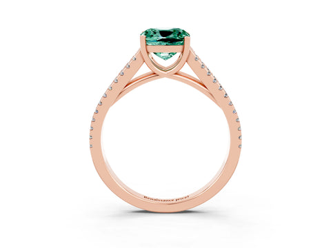 Rose gold Cushion Cut Green Sapphire Solitaire Engagement Ring with Split Shank Pavé Band_3