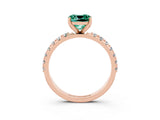 Rose gold Cushion Cut Green Sapphire Solitaire Pavé Band with Four-Prong Setting_3