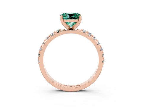 Rose gold Cushion Cut Green Sapphire Solitaire Pavé Band with Four-Prong Setting_3