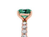 Rose gold Cushion Cut Green Sapphire Solitaire Pavé Band with Four-Prong Setting_5