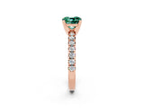Rose gold Cushion Cut Green Sapphire Solitaire Pavé Engagement Ring with Round Band and Prong Setting_14