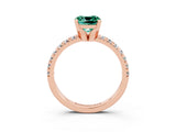 Rose gold Cushion Cut Green Sapphire Solitaire Pavé Engagement Ring with Round Band and Prong Setting_15