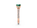 Rose gold Cushion Cut Green Sapphire Solitaire Pavé Engagement Ring with Round Band and Prong Setting_75