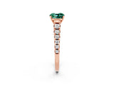 Rose gold Cushion Cut Green Sapphire Solitaire Ring with Cathedral Setting and Pavé Band_2