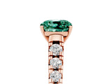 Rose gold Cushion Cut Green Sapphire Solitaire Ring with Cathedral Setting and Pavé Band_5