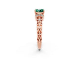 Rose gold Cushion Cut Green Sapphire Solitaire Ring with Filigree Band and Four-Prong Setting_26