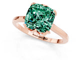 Rose gold Cushion Cut Green Sapphire Solitaire Ring with Flower Prong Setting and Classic Band_13