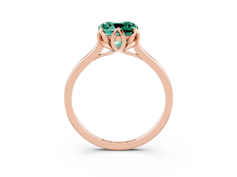 Rose gold Cushion Cut Green Sapphire Solitaire Ring with Flower Prong Setting and Classic Band_15