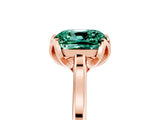 Rose gold Cushion Cut Green Sapphire Solitaire Ring with Flower Prong Setting and Classic Band_17