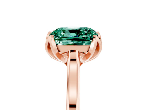 Rose gold Cushion Cut Green Sapphire Solitaire Ring with Flower Prong Setting and Classic Band_17