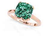 Rose gold Cushion Cut Green Sapphire Solitaire Ring with Flower Prong Setting and Classic Band_37