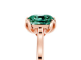 Rose gold Cushion Cut Green Sapphire Solitaire Ring with Flower Prong Setting and Classic Band_41