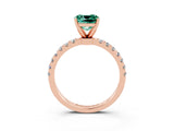 Rose gold Cushion Cut Green Sapphire Solitaire Ring with Pavé Accents and Four-Prong Setting_3