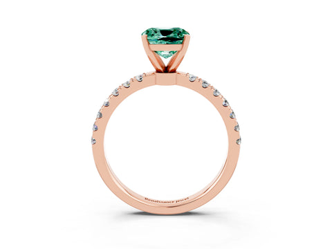 Rose gold Cushion Cut Green Sapphire Solitaire Ring with Pavé Accents and Four-Prong Setting_3