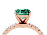 Rose gold Cushion Cut Green Sapphire Solitaire Ring with Pavé Accents and Four-Prong Setting_4