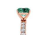 Rose gold Cushion Cut Green Sapphire Solitaire Ring with Pavé Accents and Four-Prong Setting_5
