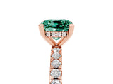 Rose gold Cushion Cut Green Sapphire Solitaire Ring with Pavé Band and Four-Prong Setting_29