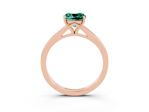 Rose gold Cushion Cut Green Sapphire Solitaire Ring with Pavé Band and Prong Setting_15