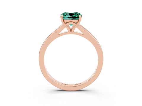 Rose gold Cushion Cut Green Sapphire Solitaire Ring with Pavé Band and Prong Setting_3