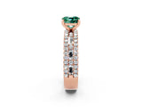 Rose gold Cushion Cut Green Sapphire Solitaire Ring with Pavé and Channel Set Band_2