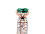 Rose gold Cushion Cut Green Sapphire Solitaire Ring with Pavé and Channel Set Band_5