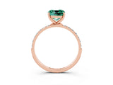 Rose gold Cushion Cut Green Sapphire Solitaire Ring with Pave Band and Four Prong Setting_27