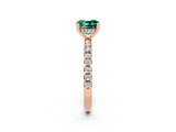 Rose gold Cushion Cut Green Sapphire Solitaire Ring with Round  Pavé Band and Four-Prong Setting_46