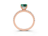 Rose gold Cushion Cut Green Sapphire Solitaire Ring with Round  Pavé Band and Four-Prong Setting_47