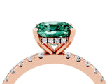 Rose gold Cushion Cut Green Sapphire Solitaire Ring with Round  Pavé Band and Four-Prong Setting_48