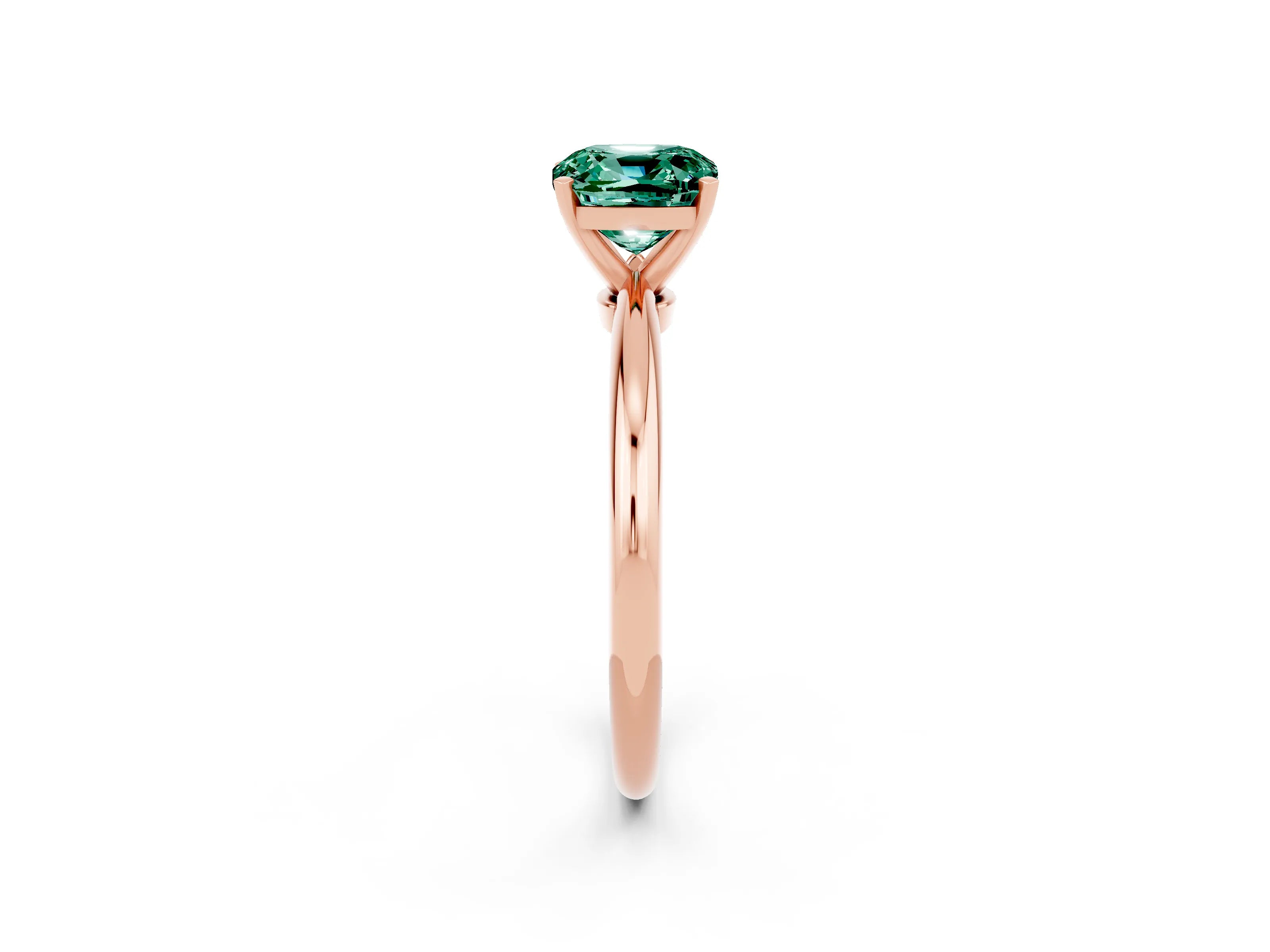 Rose gold Cushion Cut Green Sapphire Solitaire Ring with Six-Prong Setting and Classic Band_2