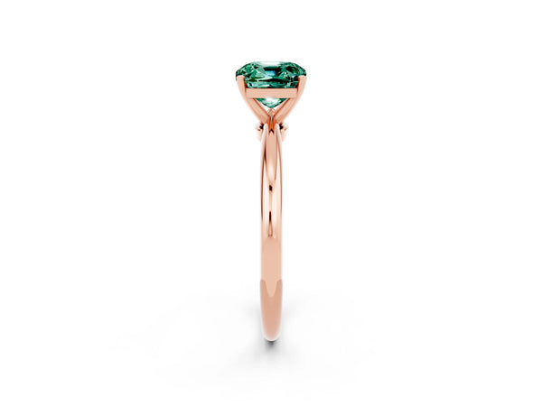 Rose gold Cushion Cut Green Sapphire Solitaire Ring with Six-Prong Setting and Classic Band