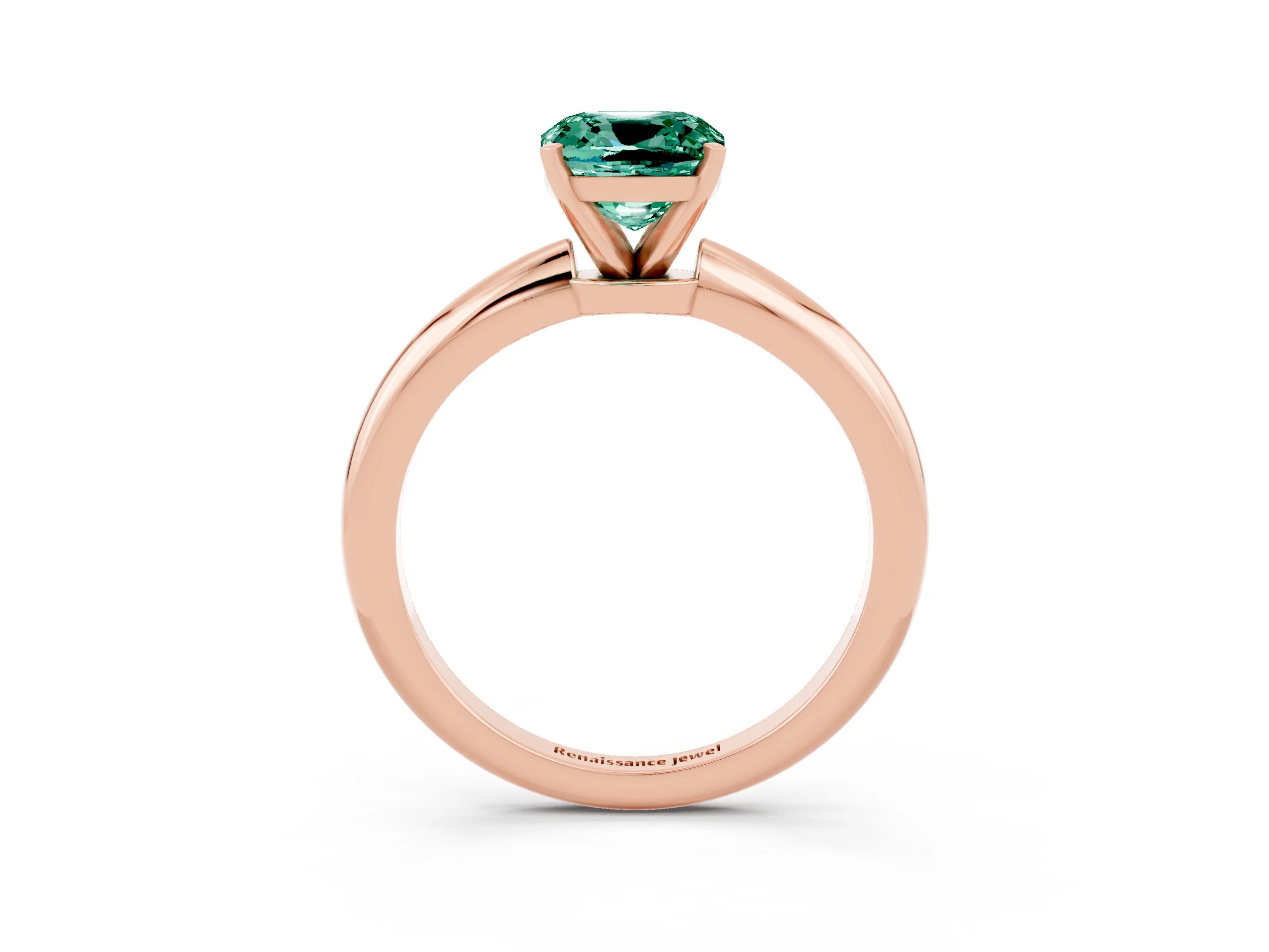Rose gold Cushion Cut Green Sapphire Solitaire Ring with Six-Prong Setting and Classic Band_3