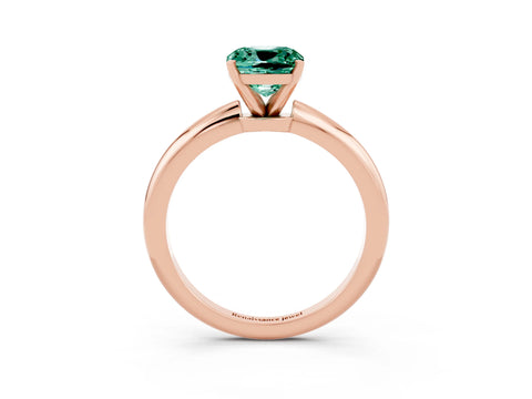 Rose gold Cushion Cut Green Sapphire Solitaire Ring with Six-Prong Setting and Classic Band_3