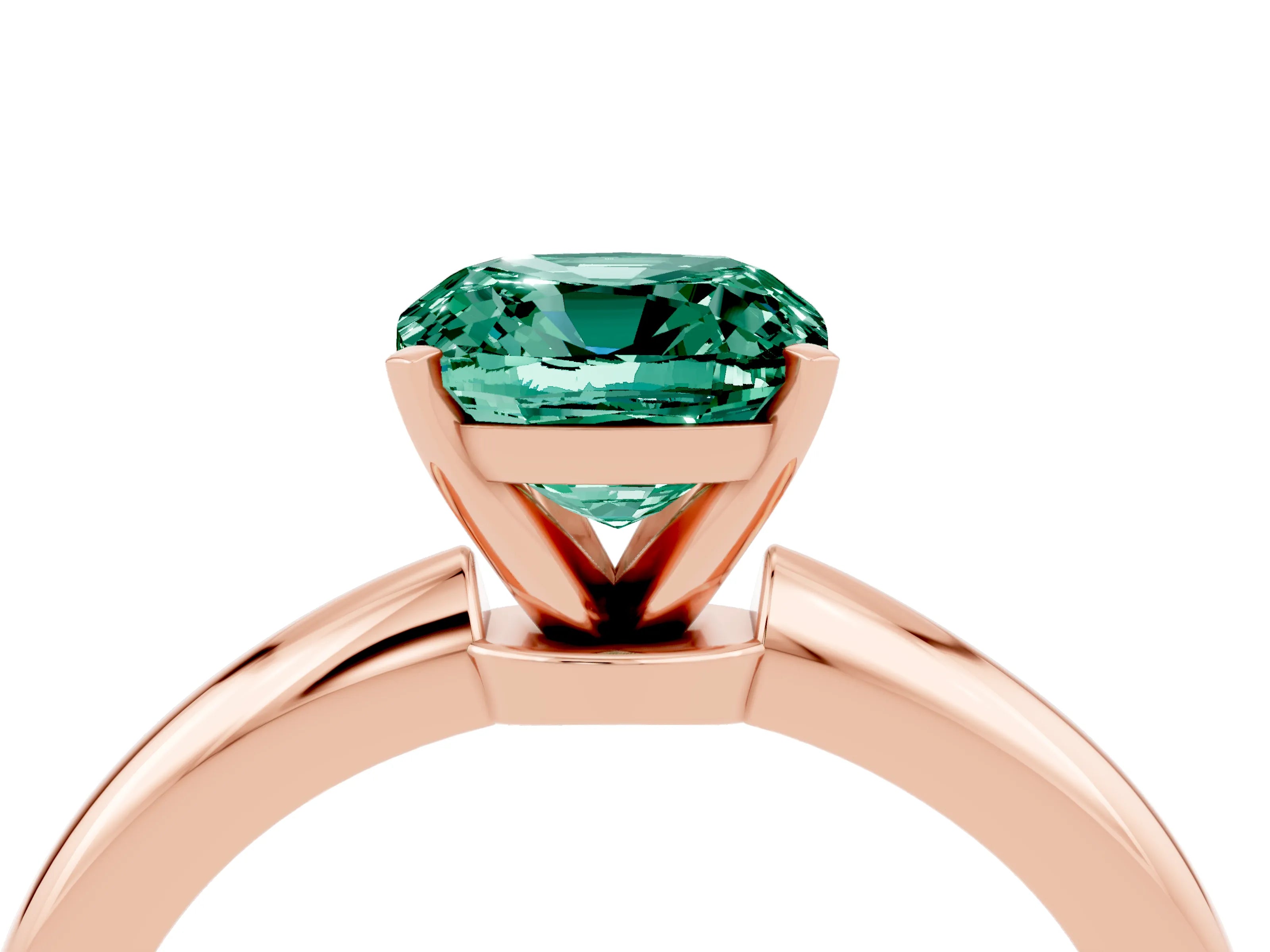 Rose gold Cushion Cut Green Sapphire Solitaire Ring with Six-Prong Setting and Classic Band_4