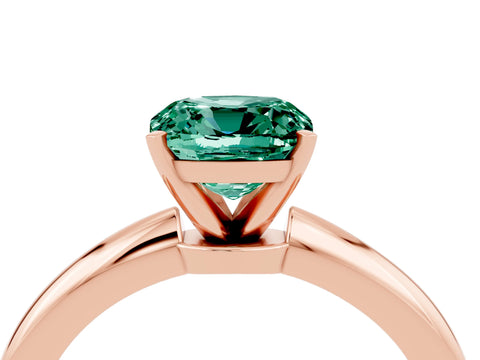 Rose gold Cushion Cut Green Sapphire Solitaire Ring with Six-Prong Setting and Classic Band_4