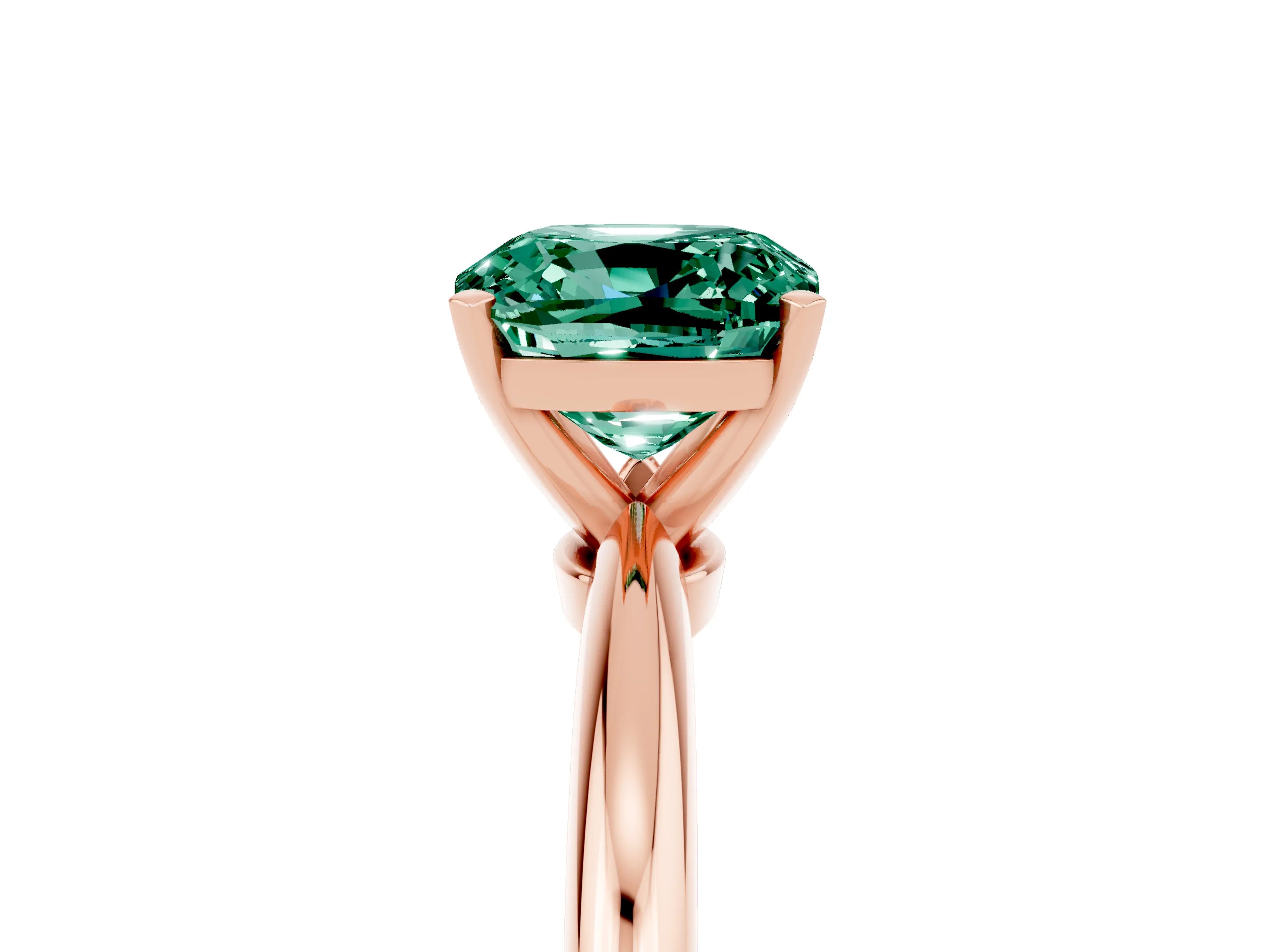 Rose gold Cushion Cut Green Sapphire Solitaire Ring with Six-Prong Setting and Classic Band_5