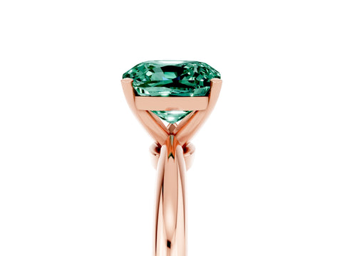 Rose gold Cushion Cut Green Sapphire Solitaire Ring with Six-Prong Setting and Classic Band_5