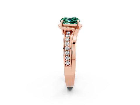 Rose gold Cushion Cut Green Sapphire Solitaire Ring with Split Shank and Prong Setting_2