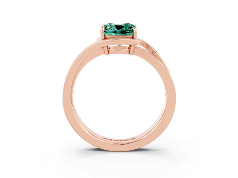 Rose gold Cushion Cut Green Sapphire Solitaire Ring with Split Shank and Prong Setting_3
