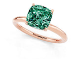 Rose gold Cushion Cut Green Sapphire Solitaire Ring with Thin Band and Four-Prong Setting_1