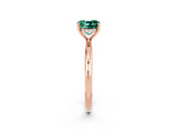 Rose gold Cushion Cut Green Sapphire Solitaire Ring with Thin Band and Four-Prong Setting_2