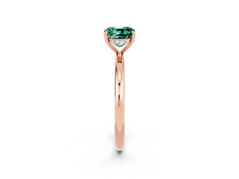Rose gold Cushion Cut Green Sapphire Solitaire Ring with Thin Band and Four-Prong Setting_2