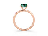 Rose gold Cushion Cut Green Sapphire Solitaire Ring with Thin Band and Four-Prong Setting_3