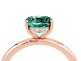 Rose gold Cushion Cut Green Sapphire Solitaire Ring with Thin Band and Four-Prong Setting_4