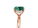 Rose gold Cushion Cut Green Sapphire Solitaire Ring with Thin Band and Four-Prong Setting_5