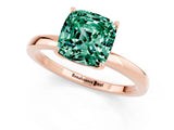 Rose gold Cushion Cut Green Sapphire Solitaire Ring with Thin Band and Prong Setting_13