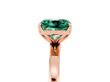 Rose gold Cushion Cut Green Sapphire Solitaire Ring with Thin Band and Prong Setting_17